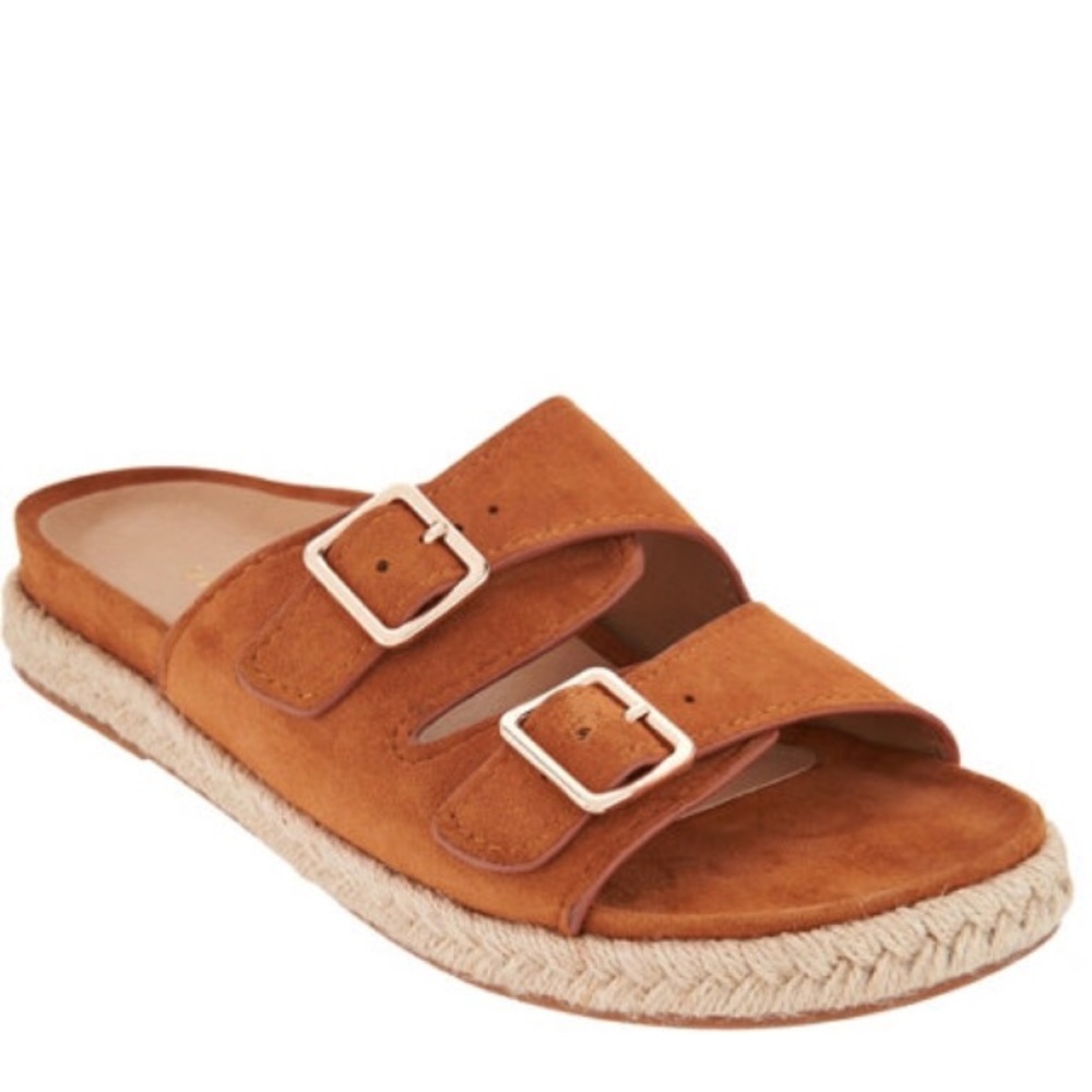Women’s Tan Double-Buckle Slide Sandals